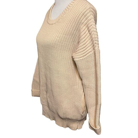 Demylee Cotton Sweater •L•Pullover Chunky Knit Crew Neck Oversized Drop Shoulder - Picture 4 of 9